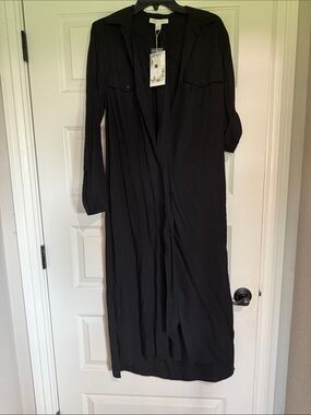 Chelsea & Violet Black Button-Front Shirt Dress